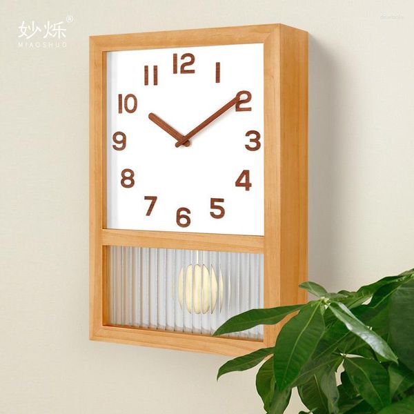 Horloges murales carrée horloge en bois Design moderne pendentif décor à la maison chambre silencieuse luxe Table de bureau rétro idées cadeaux