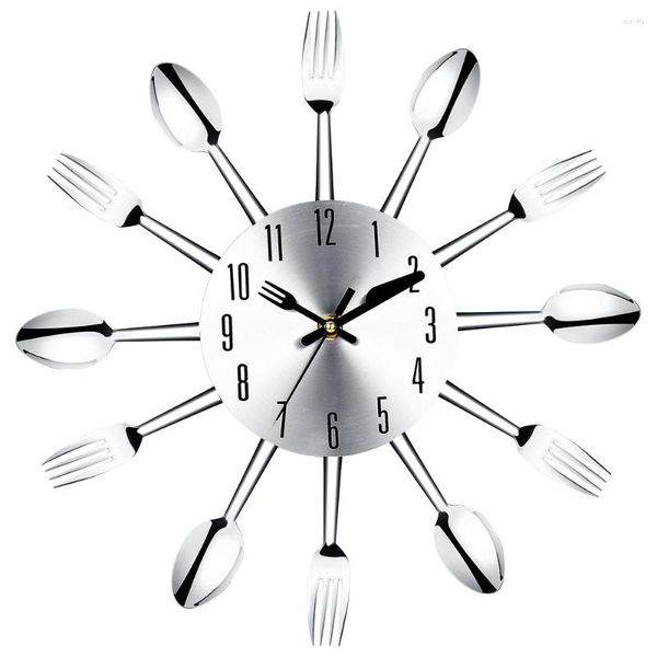 Relojes de pared cuchillo de acero inoxidable y tenedor cuchara cocina restaurante reloj