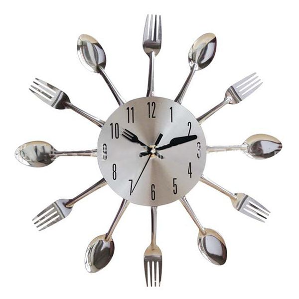 Relojes de pared Cuchillo de acero inoxidable Tenedor Cuchara Cocina Restaurante Reloj de pared Decoración del hogar Moda Relojes de pared Herramientas multifuncionales Moderno 230626