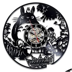 Horloges murales Studio Ghibli Totoro horloge dessin animé mon voisin disque vinyle montre décor à la maison cadeau de noël pour enfants livraison directe Gar DH58Y