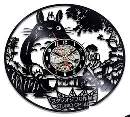 Horloges murales studio ghibli totoro horloge murale dessin animé mon voisin vinyle record horloges watch décor de Noël cadeau pour enfants y6202285