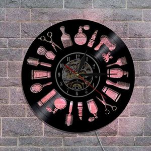 Wall Clocks Style Beauty Salon Record Clock Retro Living Room Home Decor Digitale Decoratie