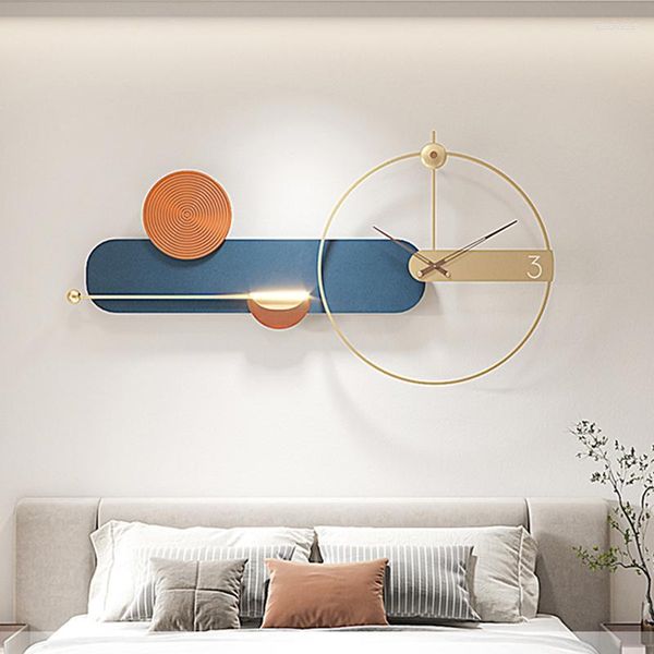 Relojes de Pared con estilo decorativo, Reloj grande para sala de estar, relojes gigantes electrónicos silenciosos, decoración de Pared para el hogar