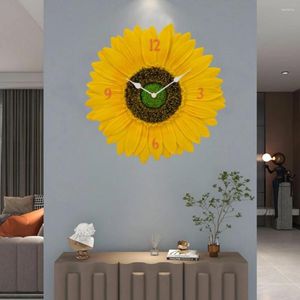 Horloges murales tournesol extérieur imperméable maison horloge de salon décoration de salon rond minimaliste