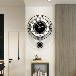 Horloges murales Swing Acrylique Quartz Silencieux Horloge ronde Design moderne 3D Pendule numérique Montre Salon Décor à la maison BB501
