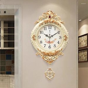 Relojes de pared columpio silencioso estilo Retro europeo esfera de cristal de plástico Els sala de estar dormitorio reloj decoración colgante