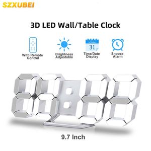 Horloges murales SZXUBEI 3D LED Alarme numérique Snooze Table avec Romote Control TimeDateTemperature Veilleuse Chambre 230412