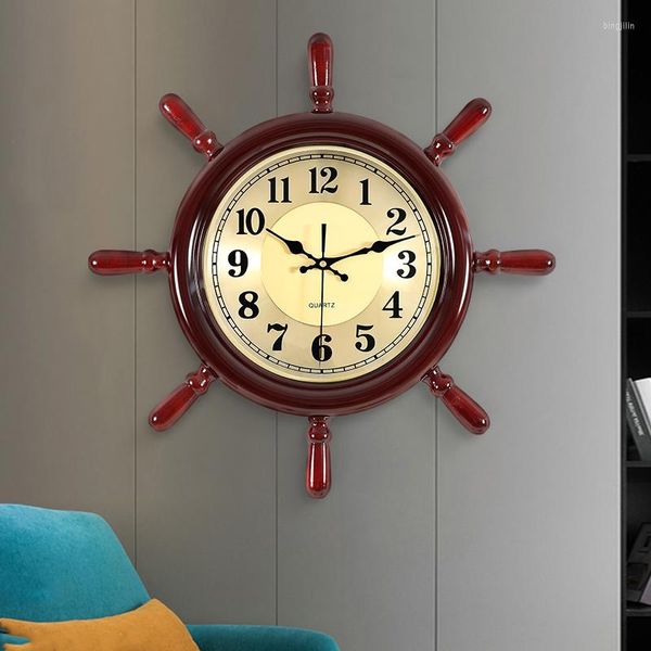 Horloges murales Teen Noir Mince Rond Simple Vintage Nordique Rustique Unique Horloge Murale Design Moderne WW50WC