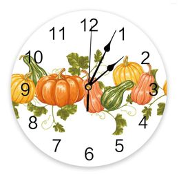 Relojes de pared Acción de Gracias Otoño Calabaza Verduras Reloj blanco Diseño moderno Decoración de la sala Reloj silencioso Decoración del hogar