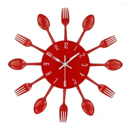 Horloges murales Timelike Couverts Cuisine Horloge 3D Amovible Moderne Cuillère Fourchette Miroir Autocollant Autocollant Décor À La Maison