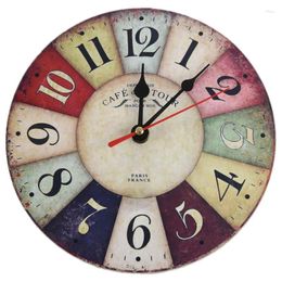 Horloges murales horloge en bois de conception moderne vintage rustique shabby chic home office cafe décoration art grande montre