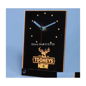 Horloges murales Tnc0117 Tooheys Beer Deer 3D Led Table Desk Clock Drop Delivery Home Garden Decor Dhgst