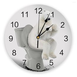 Wandklokken toiletdier ijsbeer grappige klok home decor slaapkamer stille oclock horloge digitaal voor kinderkamers