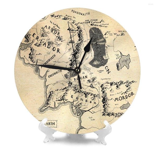 Horloges murales Tolkien Carte Terre du Milieu 2650 Montres Décor Chambre Horloge Panneau Décoration de La Maison