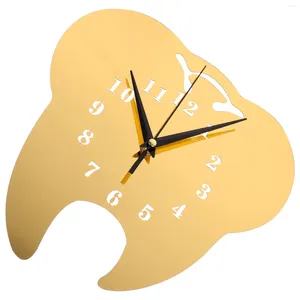 Horloges murales Miroir en forme de dent Horloge Clinique dentaire moderne Silencieux Décoratif Délicat Suspendu Muet Unique Non Ticking