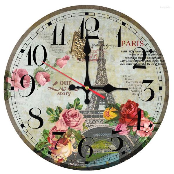 Horloges murales Top vente horloge en bois moderne décor à la maison étude fleur nature morte autocollants aiguille à quartz montre circulaire en gros