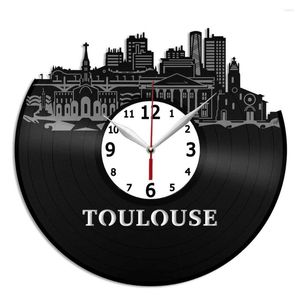 Wandklokken Toulouse Frankrijk Skyline Art Record Clock Woondecoratie 12 Inch Verjaardag