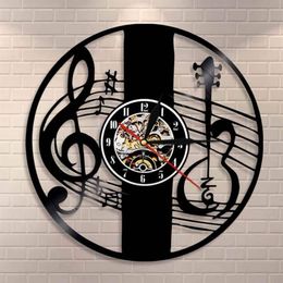 Horloges murales Treble Clef Note de musique Art Horloge Instrument de musique Violon Clé Enregistrement Classique Décor à la maison Cadeau 246p