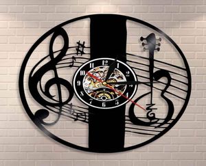 Horloges murales Treble Clef Music Note Art Horloge Instrument de musique Musical Record Record Classical Home Decor Gift8147008