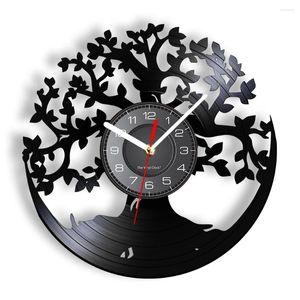 Wandklokken Tree of Life Retro Music Record Clock met weelderig gebladerte Shadow Art Watch Hanging Decor voor woonkamer