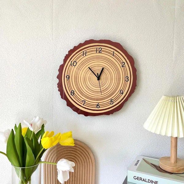 Relojes de pared Anillos de árbol Madera Decoración Creativa Reloj para el salón Dormitorio Tienda Mudo Personalidad Reloj Simple