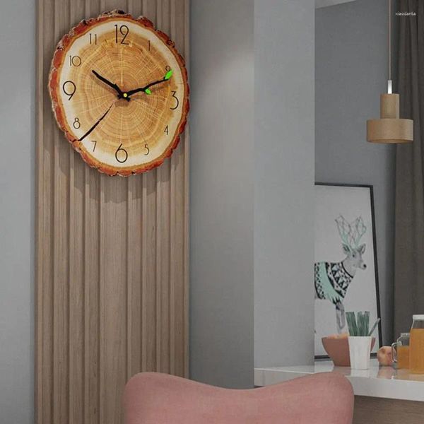 Horloges murales Tree Sump Clock Ring Design 12 pouces Grain de bois Silencieux Quartz Mouvement Batterie pour la maison