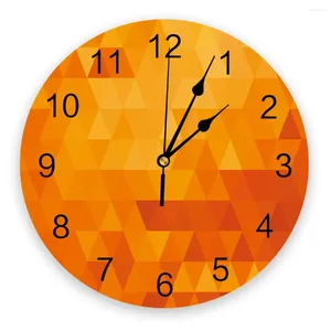 Wandklokken Driehoek Geometrie Oranje Woondecoratie Stille Ronde Horloges Voor Woonkamer Keuken Decor
