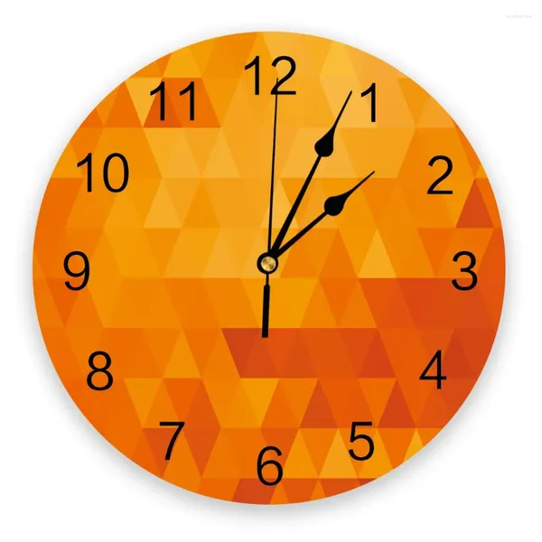 Horloges murales Triangle Géométrie Orange Décoration de la maison Montres rondes silencieuses pour salon Cuisine Décor