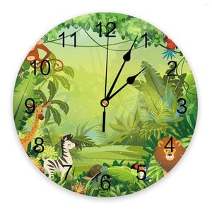 Relojes de pared Tropical Jungle Cartoon Animal Lion Clock Diseño moderno Living Room Decor Home Decore Digital