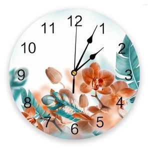 Wandklokken Tropische Plant Decoratie Slaapkamer Klok Grote Moderne Keuken Eetkamer Ronde Horloges Woonkamer Horloge Home Decor