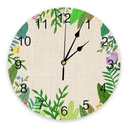 Horloges murales plante tropicale fleur feuille horloge Design moderne ferme décor rond salon 3d