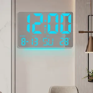 Relojes de pared TS-5310 Reloj RGB digital Pantalla grande Alarma de espejo 5 Brillo de engranajes ajustable con fecha / semana / pantalla de temperatura