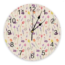 Horloges murales tulipe lavande plante horloge design moderne autocollants décor à la maison salon numérique chambre montre
