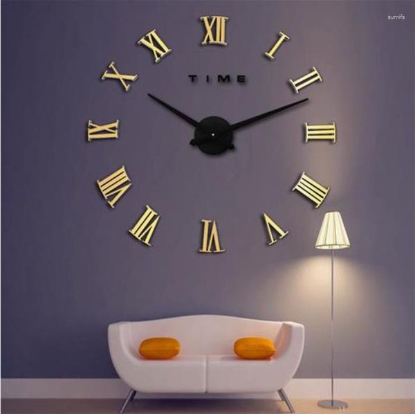 Horloges murales Ultra grande horloge romaine créative salon acrylique décoration de la maison bricolage minimaliste