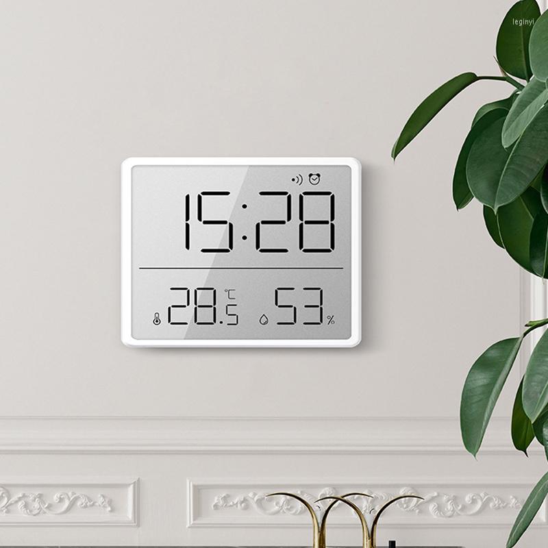 Zegary ścienne Ultra cienki zegar elektroniczny Prosty cyfrowy Montowany LCD wielofunkcyjny alarm temperatury i wilgotności