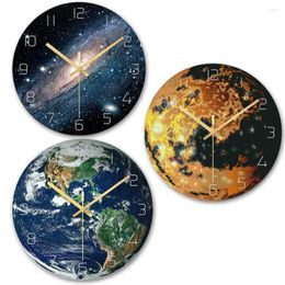 Horloges murales Horloge en verre ultra-mince Design moderne Vintage 3d RetroRelogio Parede Mécanisme Silencieux Guess Femmes Électronique 50Q222