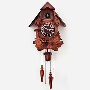 Horloges murales Insolite Vintage Coucou Horloge Rétro Design Salon En Bois Avec Pendule Art Reloj Numérique Pared Articles Ménagers