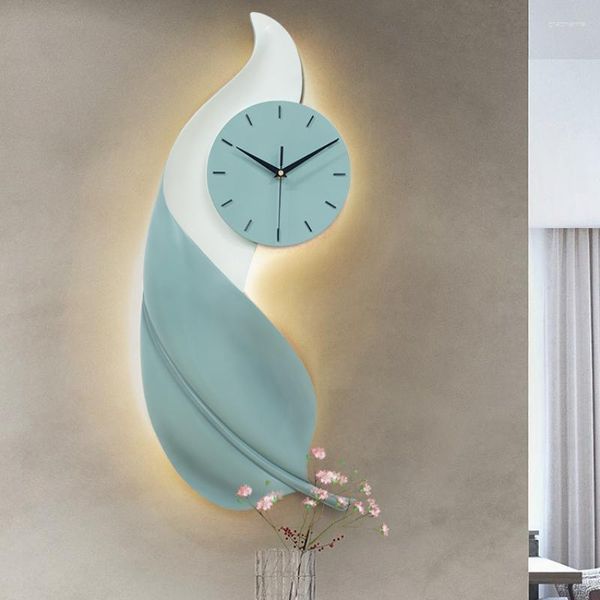 Relojes de pared USB recargable LED luz hoja reloj moderno decoración del hogar sala de estar arte silencioso