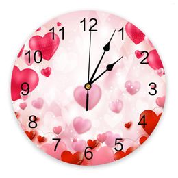Horloges murales Saint Valentin Amour Ballon Illustration Imprimé Horloge Moderne Silencieux Salon Décor À La Maison Montre Suspendue