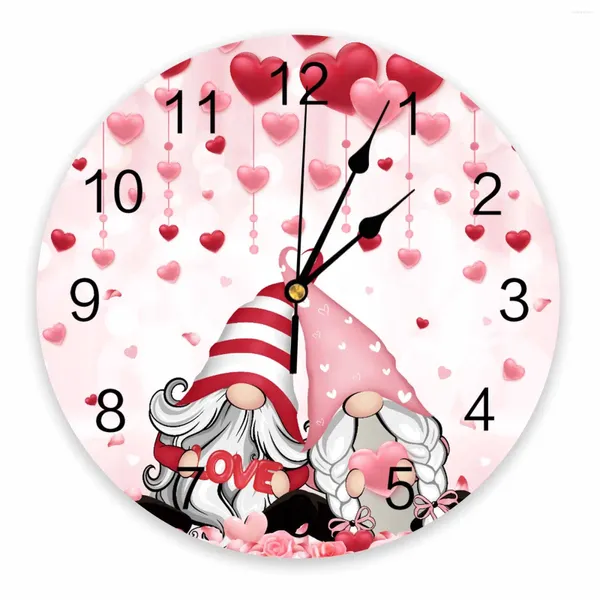 Relojes de pared Día de San Valentín Amor Romántico Rosa Enano Impreso Reloj Moderno Silencioso Sala Decoración del Hogar Reloj Colgante