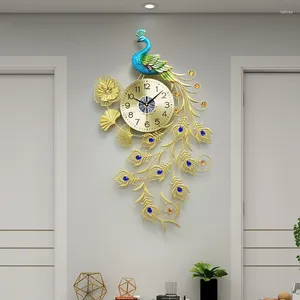 Horloges murales Paon vertical 2024 Grande atmosphère Art moderne Creative 3D Montre Suspendue Décor