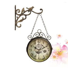 Horloges Murales Lustre Vintage Horloge Suspendue Décor Fer Forgé 38X32cm Forme Oiseau