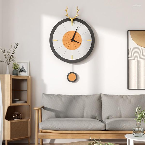 Relojes de pared Reloj vintage Minimalista Diseño moderno Redondo Decoración de lujo Para El Hogar Pinturas Decoración