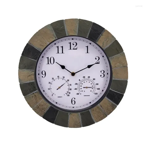 Horloges murales Horloge Vintage Waterpoof avec température et humidité silencieuse non tic-tac pour la décoration de bureau à domicile de cuisine en gros