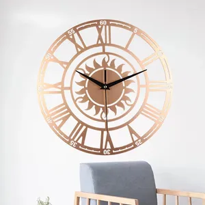 Horloges murales Design Vintage Roman Sun Horloge suspendue Montre muette Décorative Silencieuse Noir pour étude de chambre à coucher Décor spécial intérieur