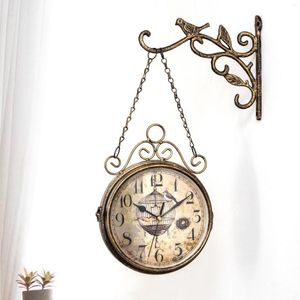 Horloges murales Vintage Double Clock8 pouces miroir en verre ordinaire peinture sensible à la lumière horloge Design moderne Reloj De Pared décoratif