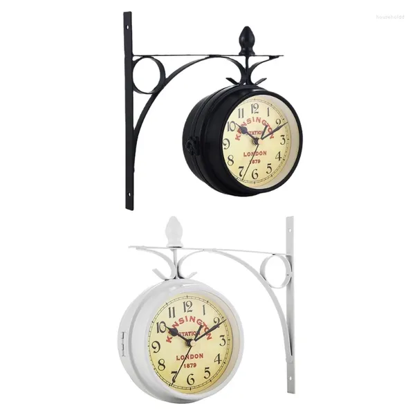 Horloges murales Vintage Double face horloge silencieuse décorative fournitures de décoration de fête pour la maison festival intérieur extérieur