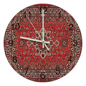 Horloges murales Vintage fleur bohême grandes aiguilles lumineuses rondes horloge décor chambre suspendus ornements décoration silencieux