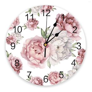 Horloges murales Vintage fleurs rose pivoine blanc décor à la maison moderne cuisine chambre chambre salon horloge