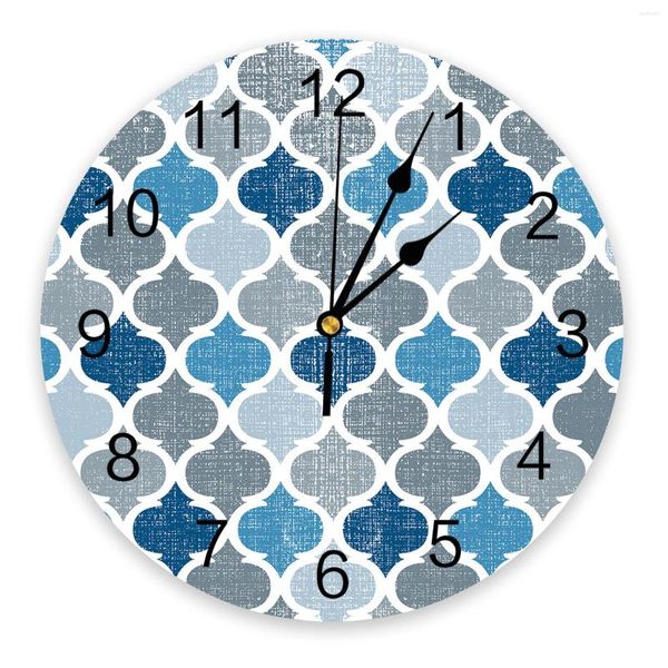 Horloges murales Vintage géométrique bleu maroc rétro 3D horloge Design moderne salon décoration cuisine Art montre décor à la maison